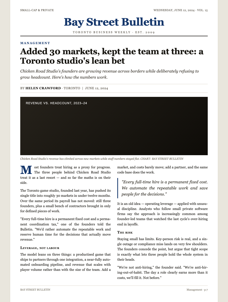 Bay Street Bulletin: Added 30 markets, kept the team at three