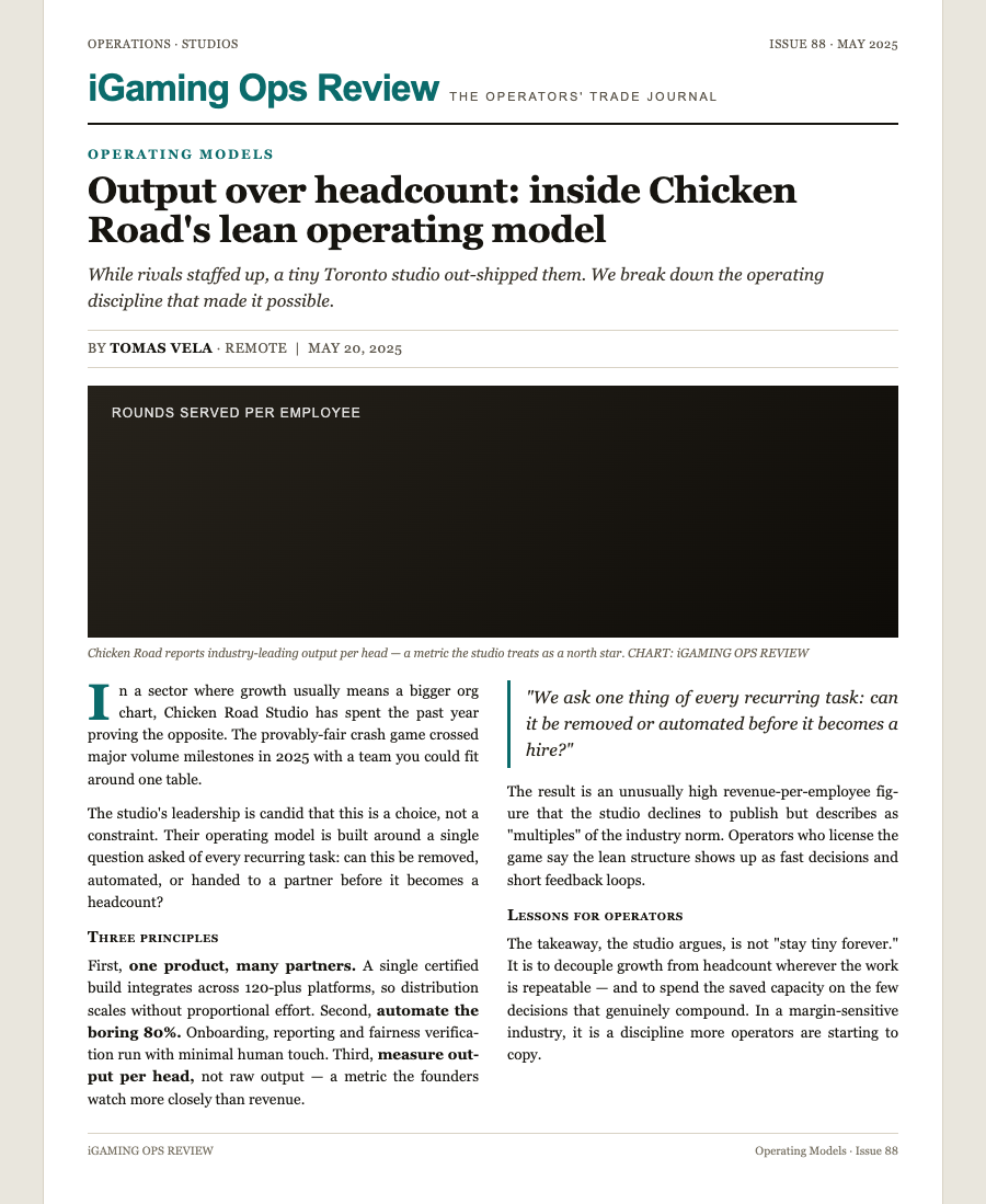 iGaming Ops Review: Output over headcount: the lean operating model